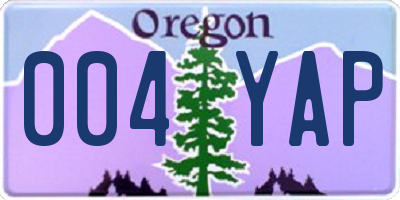 OR license plate 004YAP