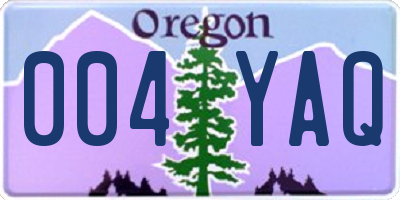 OR license plate 004YAQ
