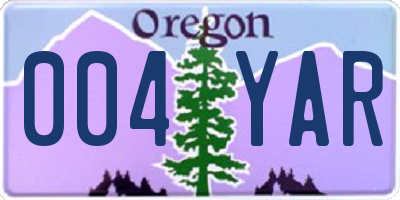 OR license plate 004YAR