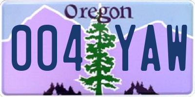 OR license plate 004YAW