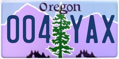 OR license plate 004YAX
