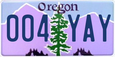 OR license plate 004YAY