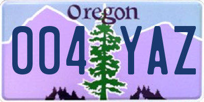 OR license plate 004YAZ