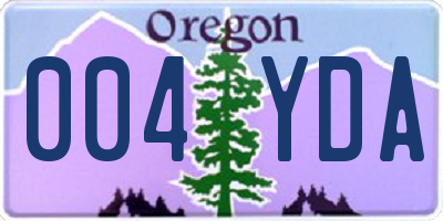 OR license plate 004YDA
