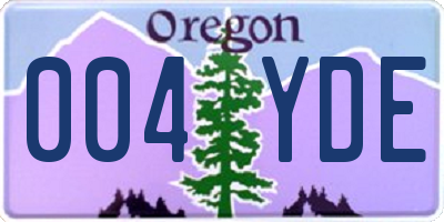 OR license plate 004YDE