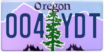 OR license plate 004YDT