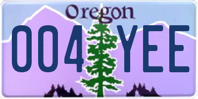 OR license plate 004YEE