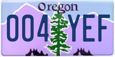 OR license plate 004YEF