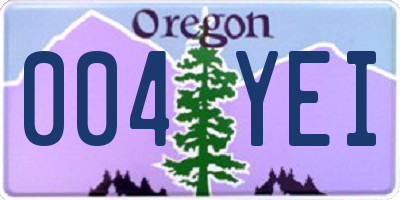 OR license plate 004YEI