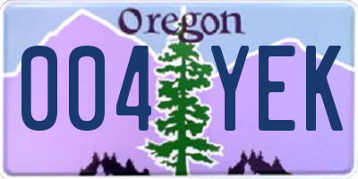 OR license plate 004YEK