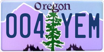 OR license plate 004YEM