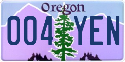 OR license plate 004YEN