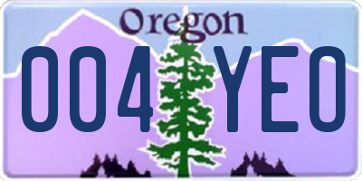 OR license plate 004YEO