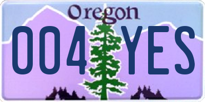 OR license plate 004YES