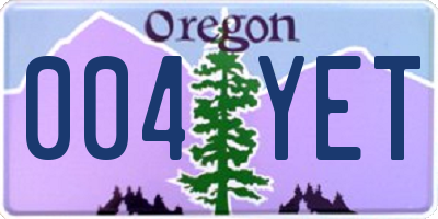 OR license plate 004YET