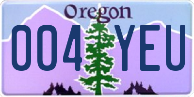 OR license plate 004YEU