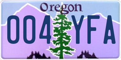 OR license plate 004YFA
