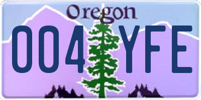OR license plate 004YFE