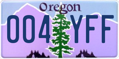 OR license plate 004YFF