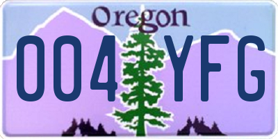 OR license plate 004YFG