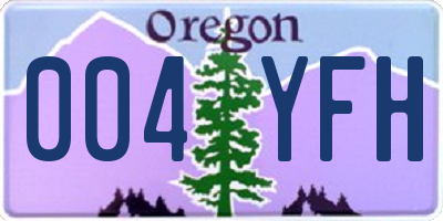OR license plate 004YFH