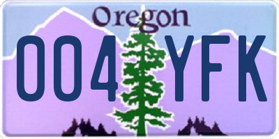 OR license plate 004YFK