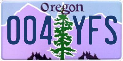 OR license plate 004YFS