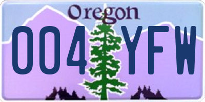 OR license plate 004YFW