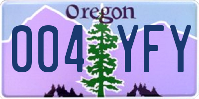 OR license plate 004YFY