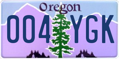 OR license plate 004YGK