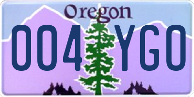 OR license plate 004YGO