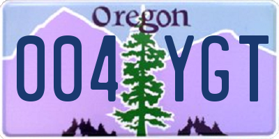 OR license plate 004YGT
