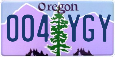 OR license plate 004YGY