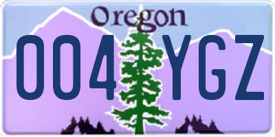 OR license plate 004YGZ