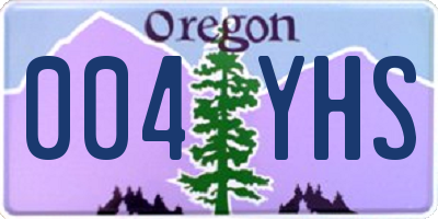 OR license plate 004YHS
