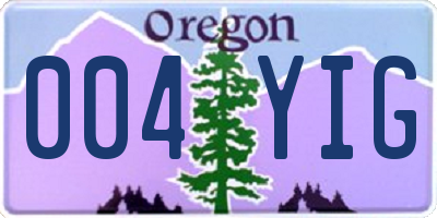 OR license plate 004YIG