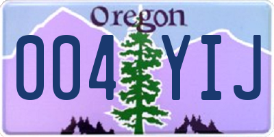 OR license plate 004YIJ