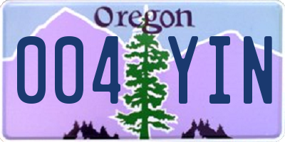 OR license plate 004YIN