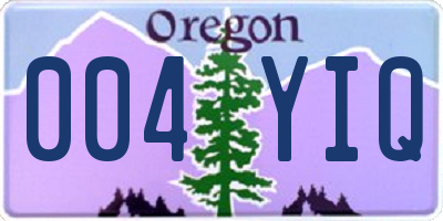 OR license plate 004YIQ