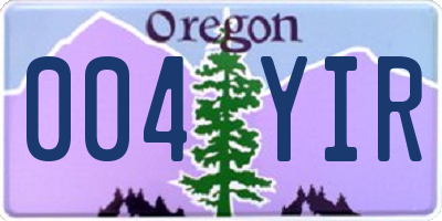 OR license plate 004YIR