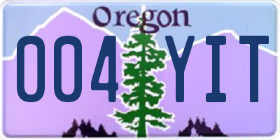 OR license plate 004YIT