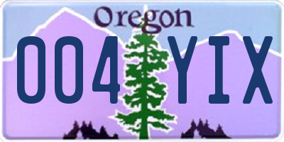 OR license plate 004YIX