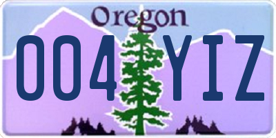 OR license plate 004YIZ