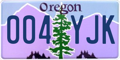 OR license plate 004YJK