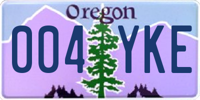 OR license plate 004YKE