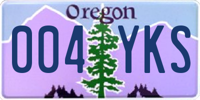 OR license plate 004YKS