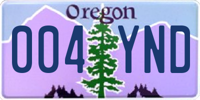 OR license plate 004YND
