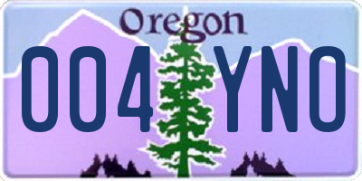 OR license plate 004YNO