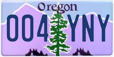 OR license plate 004YNY