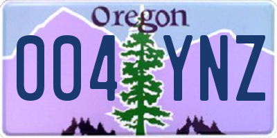 OR license plate 004YNZ